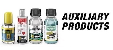 Pomocné přípravky AMMO pro akrylové barvy, airbrush a čištění